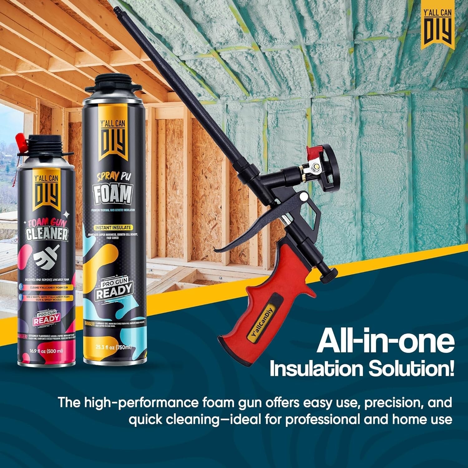 Expanding Spray Foam Insulation Kit for Gaps & Cracks - 240 Board Feet Coverage