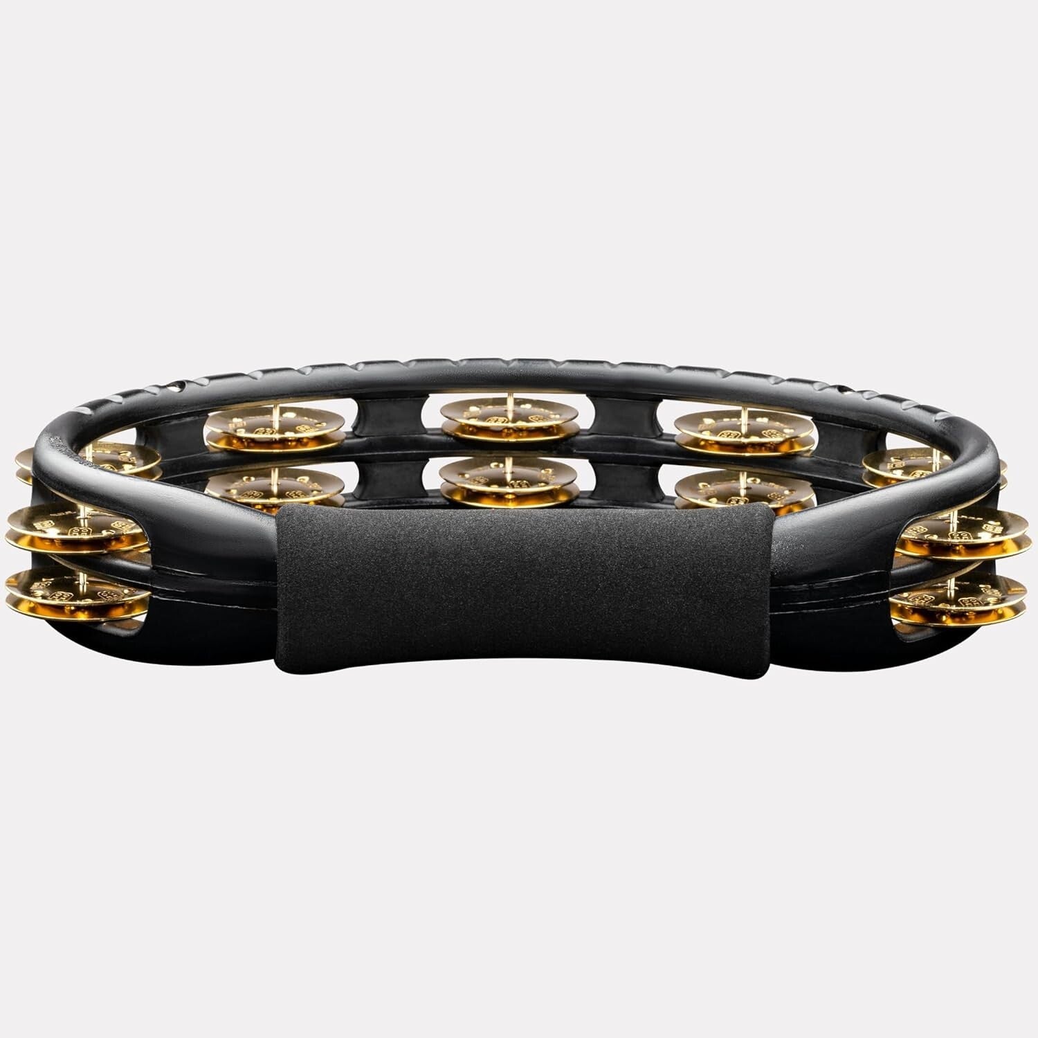 Durable Handheld Tambourine - Ergonomic Black Design with Double Row Jingles