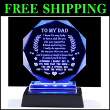 Load image into Gallery viewer, Elegant Glass Keepsake for Dad with LED Base - Meaningful Gift for Any Occasion
