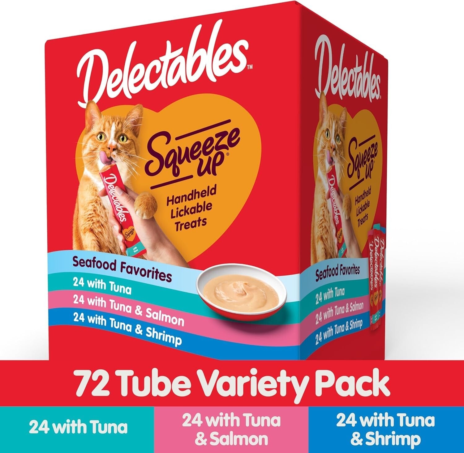 Delectables Seafood Variety Pack: Lickable, Creamy Cat Treats - 72 Tubes