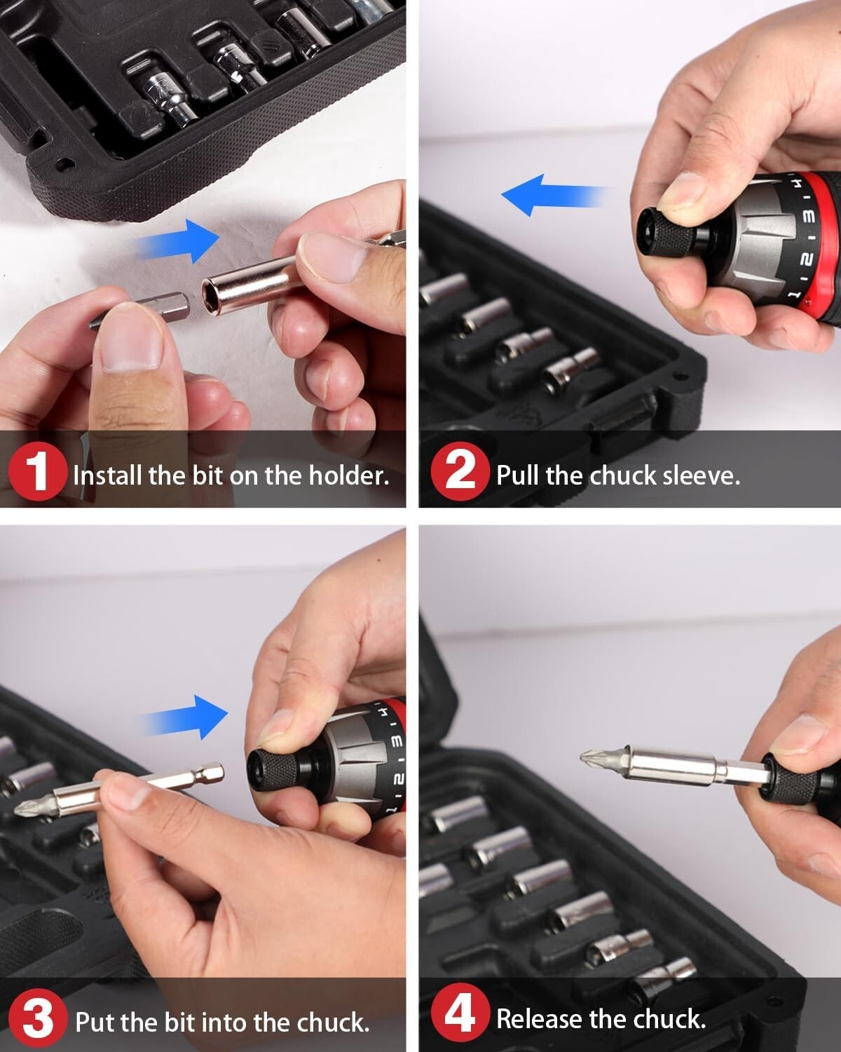 Compact 4V Electric Screwdriver Kit with 200 RPM Speed & Dual Position Handle