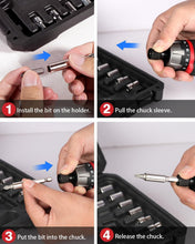 Load image into Gallery viewer, Compact 4V Electric Screwdriver Kit with 200 RPM Speed &amp; Dual Position Handle