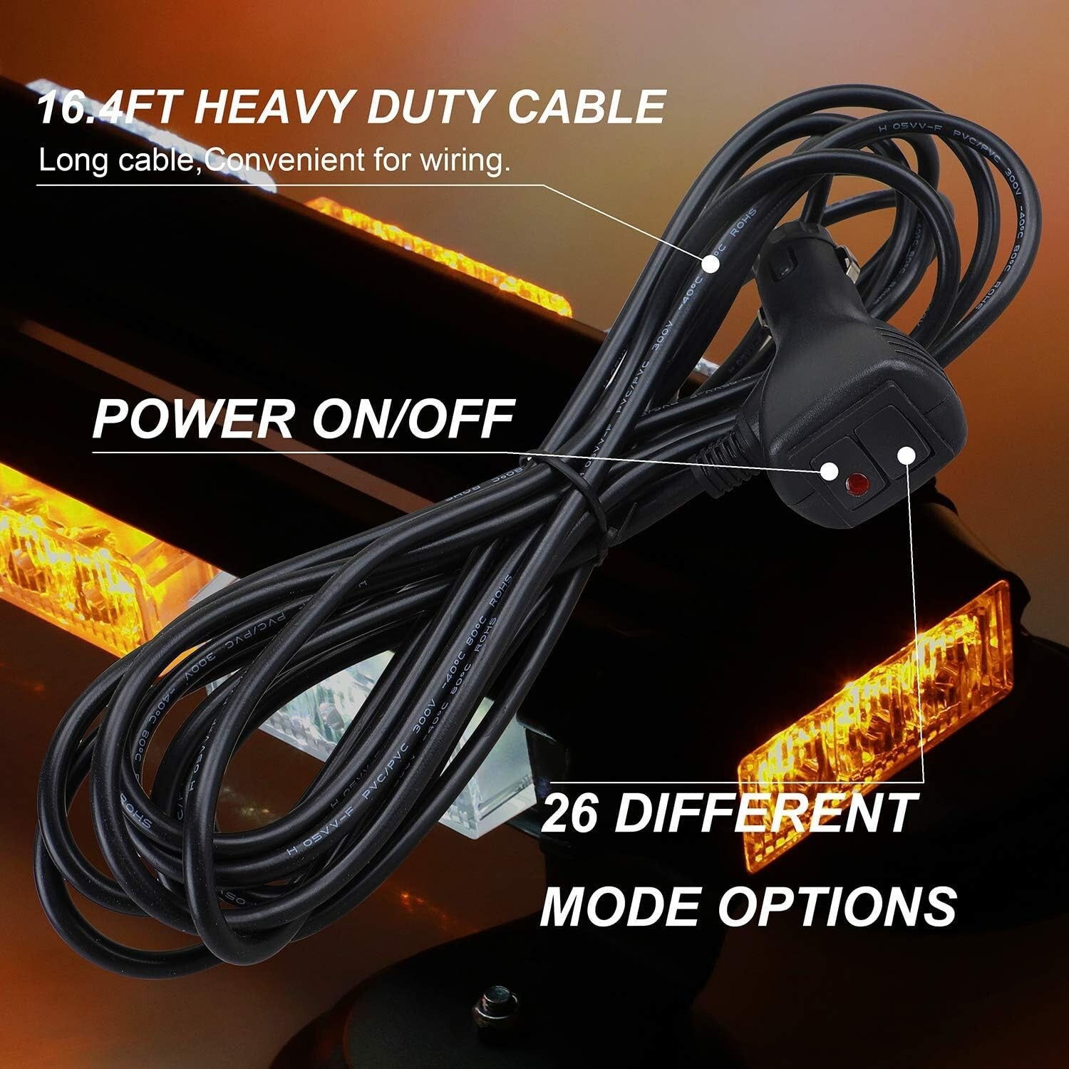 Durable 16.8 Inch Waterproof LED Strobe Light with Strong Magnetic Mount