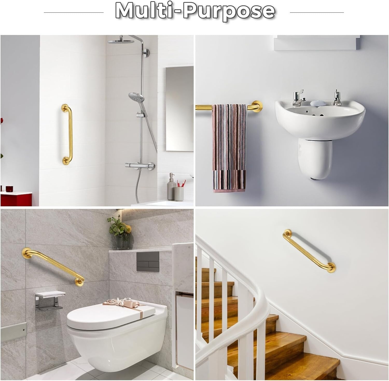 Durable 36-Inch Shower Grab Bars - Non-Slip Stainless Steel Supports for Elderly