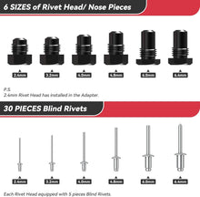 Load image into Gallery viewer, Transform Your Wireless Drill: Rivet Gun Adapter Kit with 30 Rivets &amp; Wrench