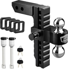 Load image into Gallery viewer, Aluminum Tow Hitch with 10" Adjustable Drop/Rise &amp; Silencer Pads Included