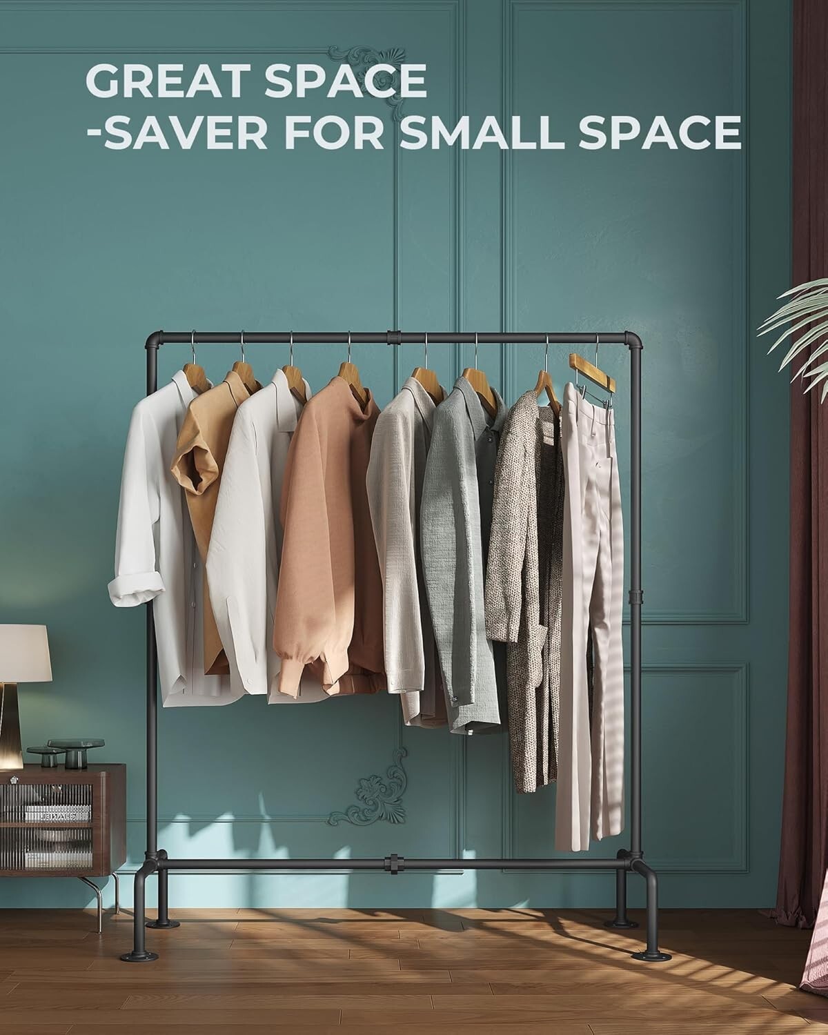 Detachable Industrial Clothing Rack with Stable Feet - Double the Storage Style