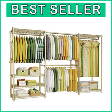 Load image into Gallery viewer, E1 Heavy Duty Adjustable 6-Tier Closet Garment Rack - Expandable Gold Organizer