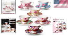 Load image into Gallery viewer, BTaT 8oz Multicolor Floral Tea Cups - Perfect Gift for Tea Lovers &amp; Mother's Day