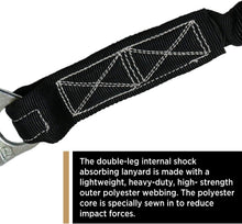 Load image into Gallery viewer, Durable Double Leg Safety Lanyard with Shock Absorption - 8500 lbs Load Capacity