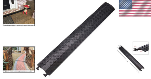 Flexible 2-Piece Cable Ramp and Cord Cover for Safe Pedestrian Traffic - Black
