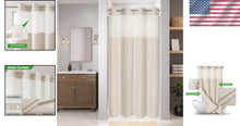 Load image into Gallery viewer, Luxury Linen Textured Waterproof Shower Curtain with Snap-in Liner Set, Cream