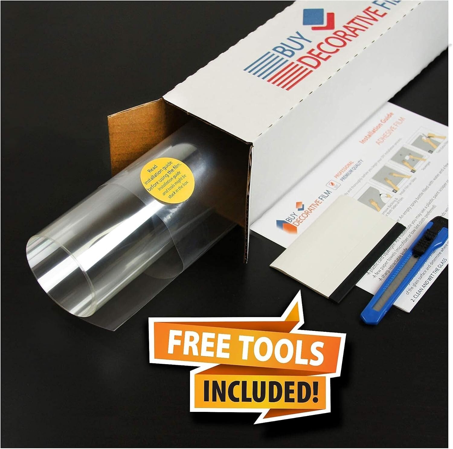 DIY-Friendly Clear Window UV Film - 48in x 12ft, Includes Tools for Easy Setup