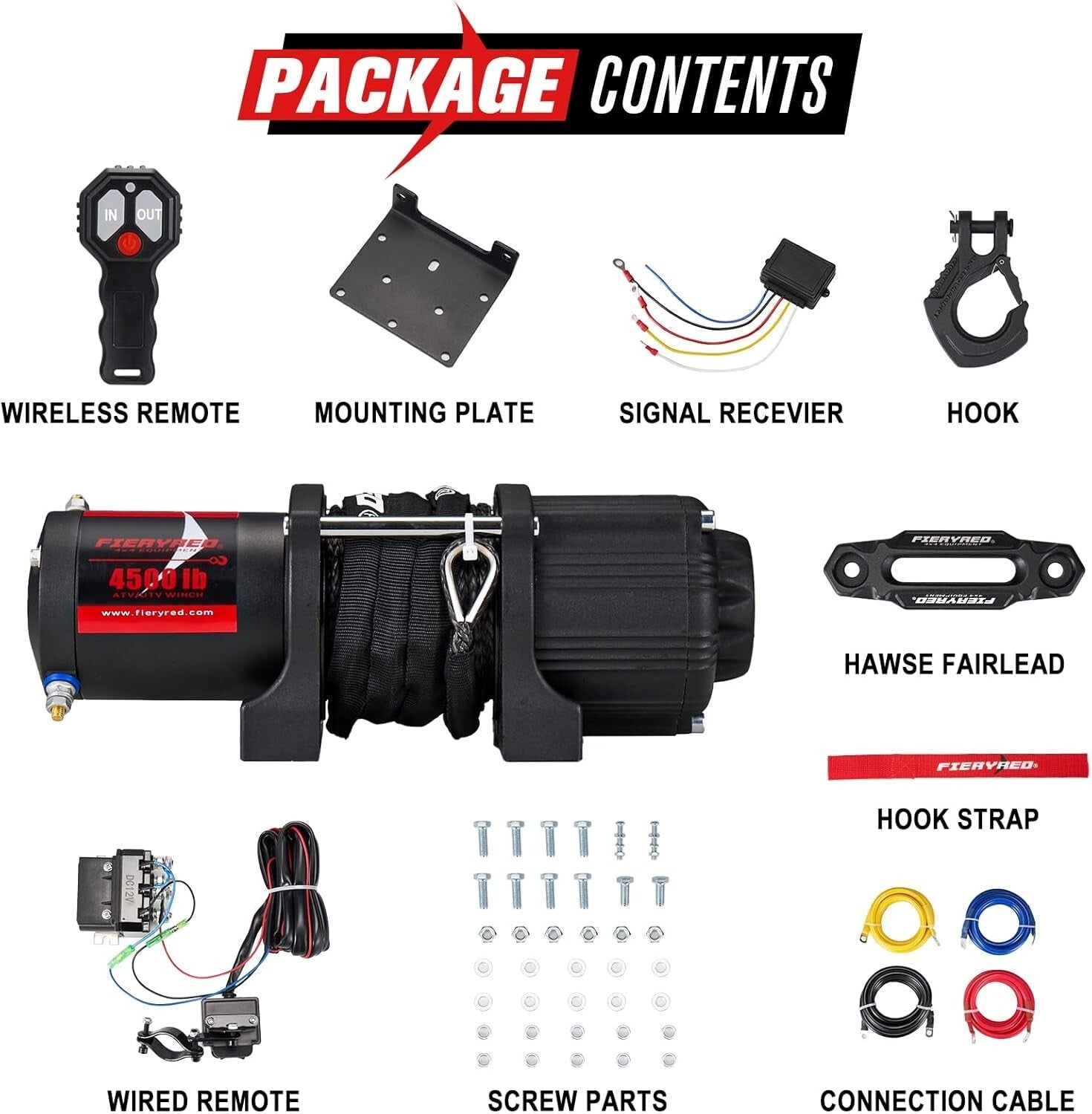 High-Performance 12V 4500LBS Winch with Wireless Remote & Tough Synthetic Rope