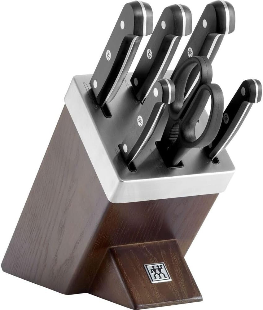 Premium 7-Piece Knife Block Set with Self-Sharpening Design & Ergonomic Handles