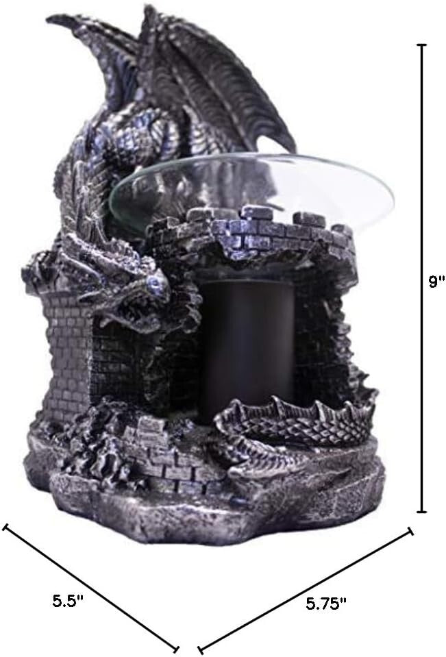 Black Dragon Castle Electric Oil Burner with Dimmer Switch & Halogen Bulb