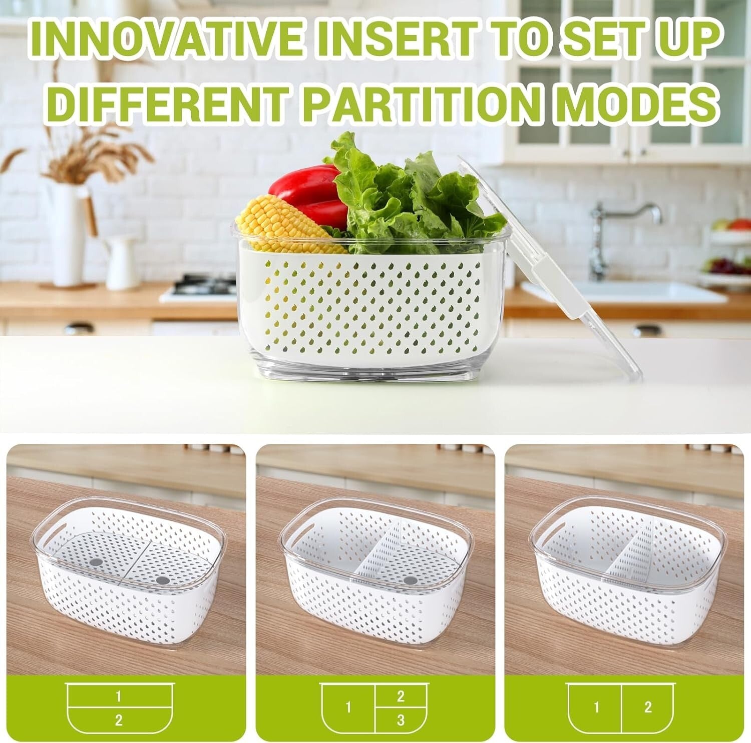 Durable Fruit and Vegetable Organizer Set - 3 Containers with Ventilation System