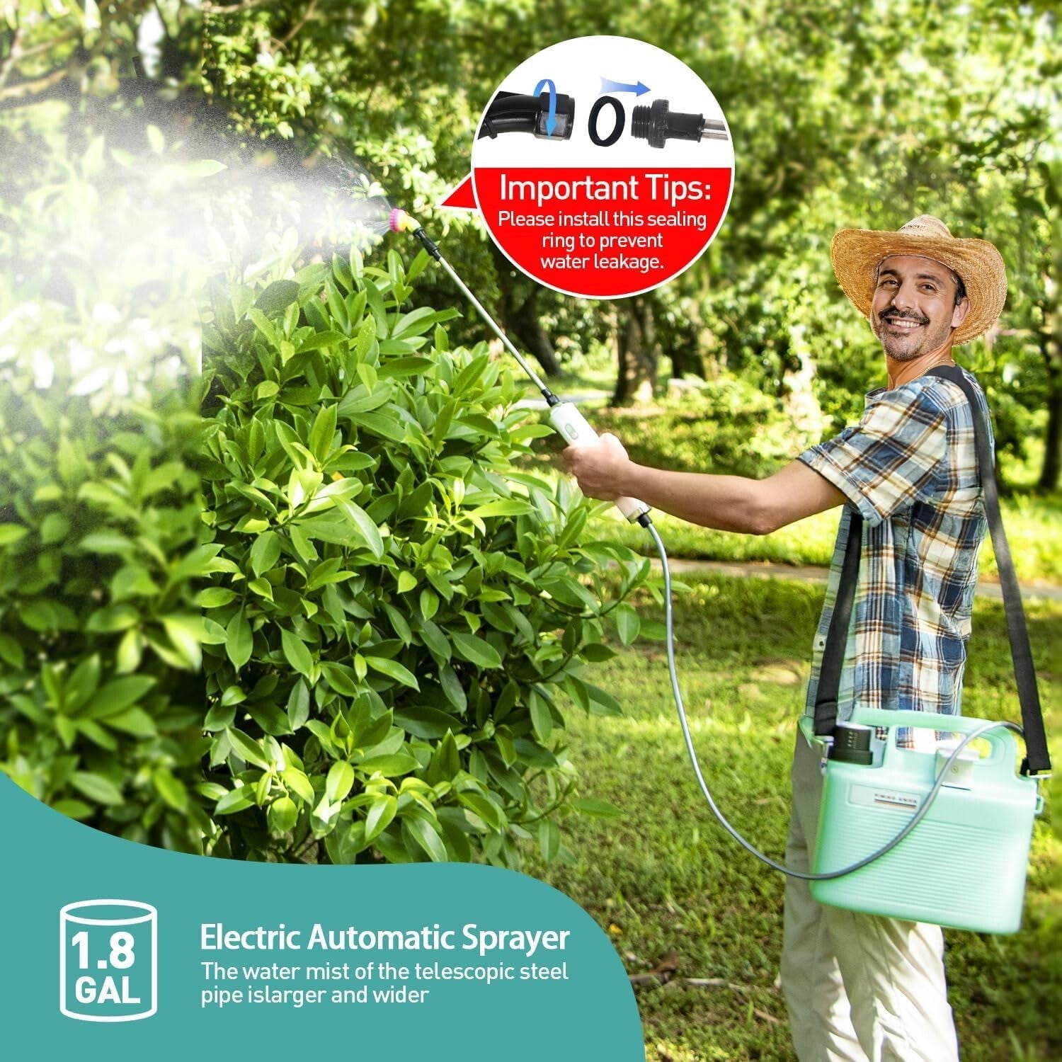 Lightweight 1.8 Gallon Portable Lawn Sprayer - Eco-Friendly Solution for Weeding