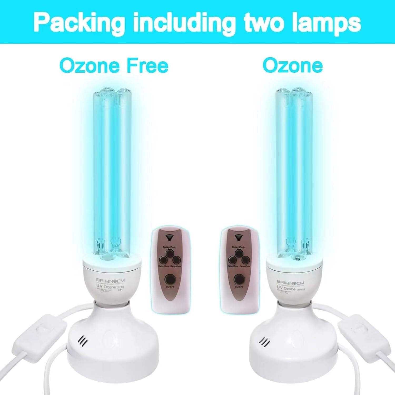 50 Watt UVC Germicidal Lamp with Remote Control - Safe Home Disinfection