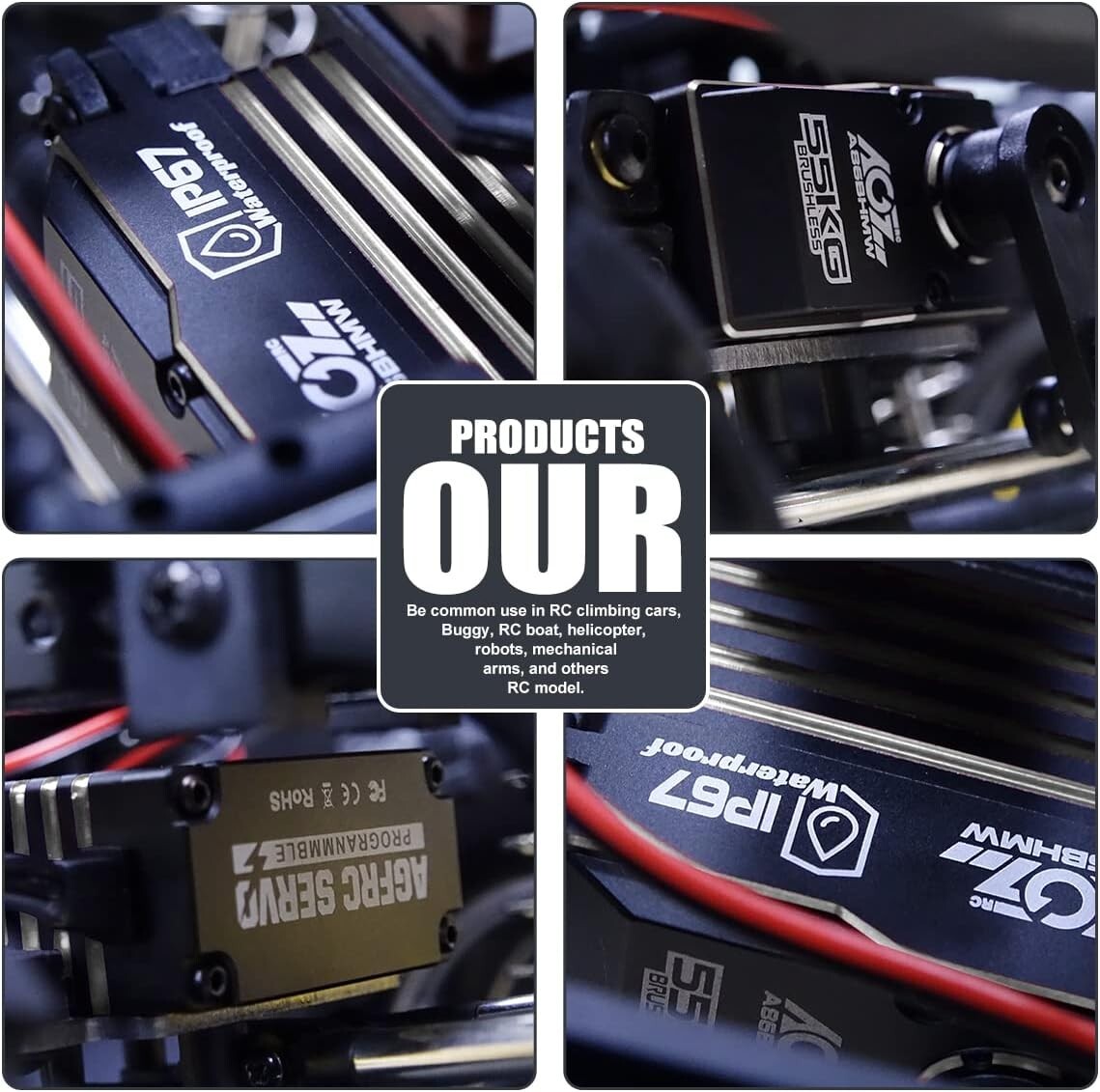 55KG High Torque Programmable Waterproof Brushless RC Servo Motor for 1/10 Cars