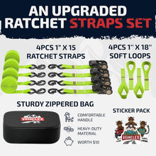 Load image into Gallery viewer, Weather-Resistant Ratchet Tie-Downs - 1" x 15', Perfect for Outdoor Adventures