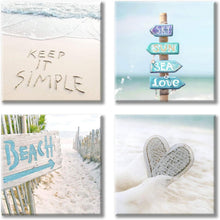 Load image into Gallery viewer, Gallery-Wrapped Beach-Themed Artwork - 4 Panels Capturing Coastal Vibes