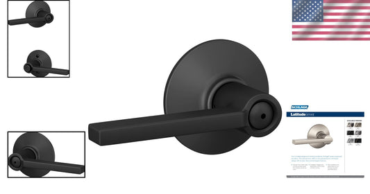 Elegant Matte Black Bed & Bath Door Handle - Privacy Lock Function Included