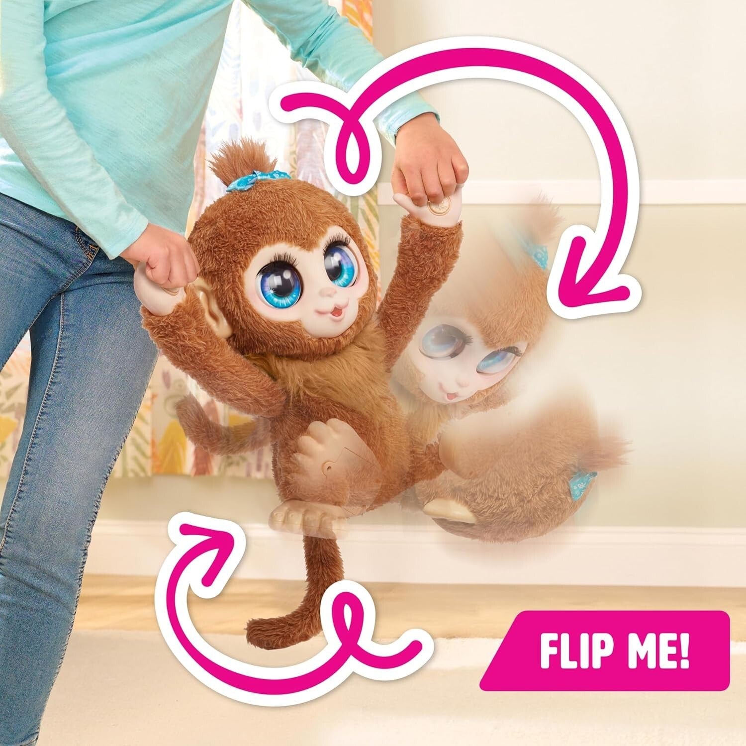 flipping furReal Peanut Monkey - 15-inch Interactive Plush for Imaginative Play