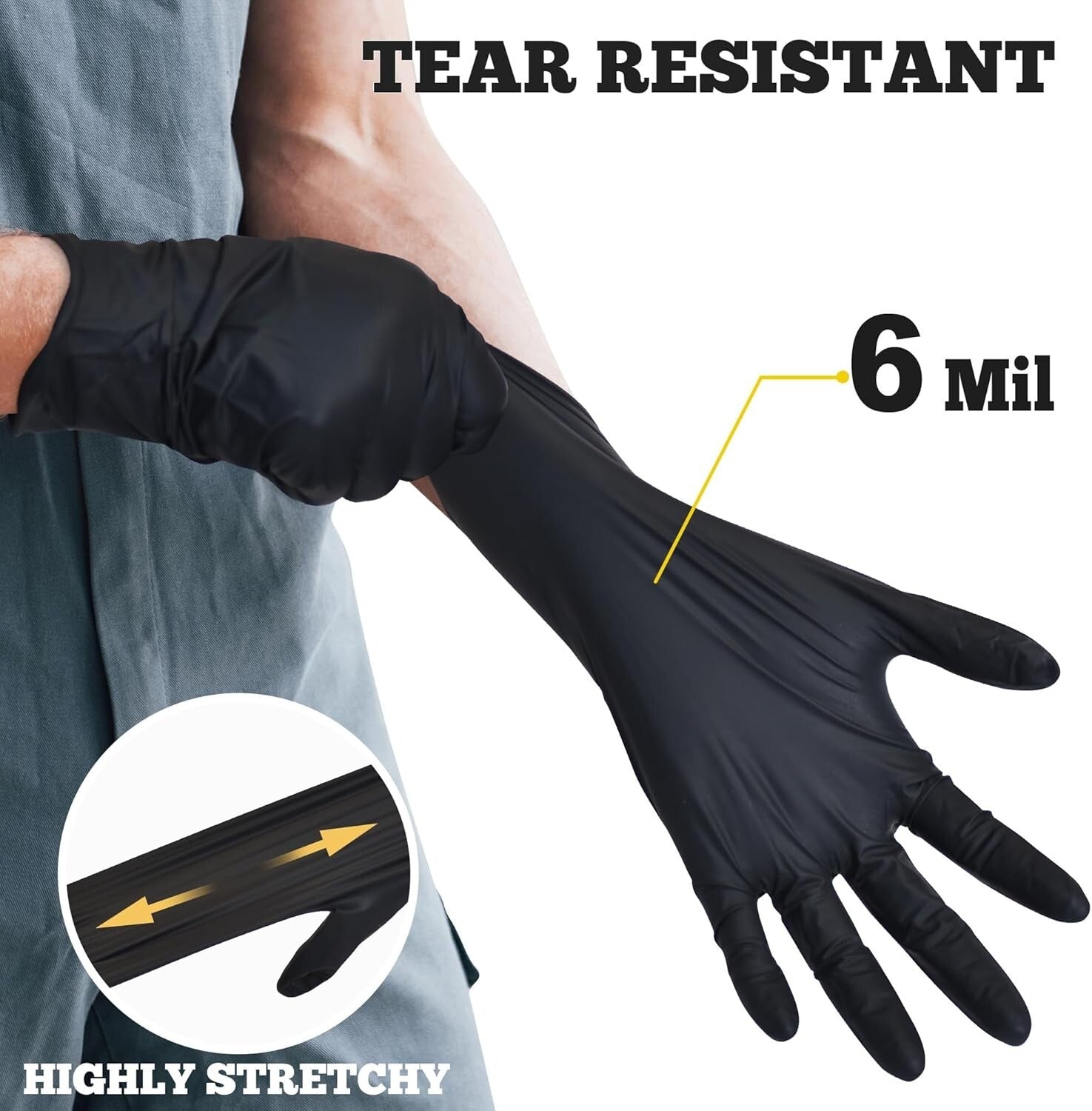 Disposable Nitrile Gloves - 6-Mil Heavy-Duty, Hypoallergenic & Food-Grade Safety
