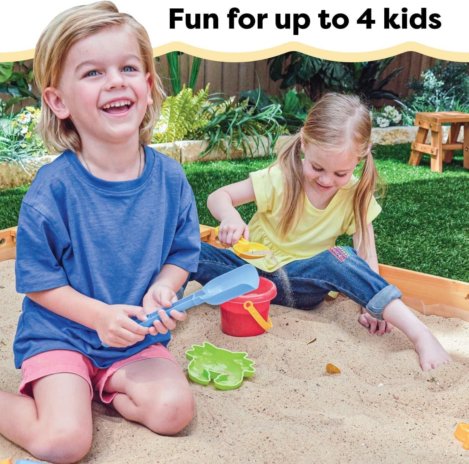 Spacious Wooden Sandbox with Built-in Seating and Weather-Resistant Mesh Cover