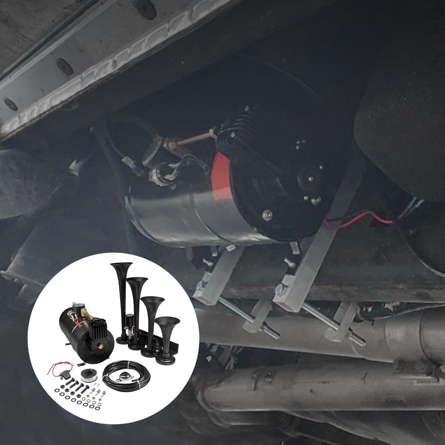 Heavy-Duty 4 Trumpet Air Horn System with Anti-Corrosion Finish - 150 PSI