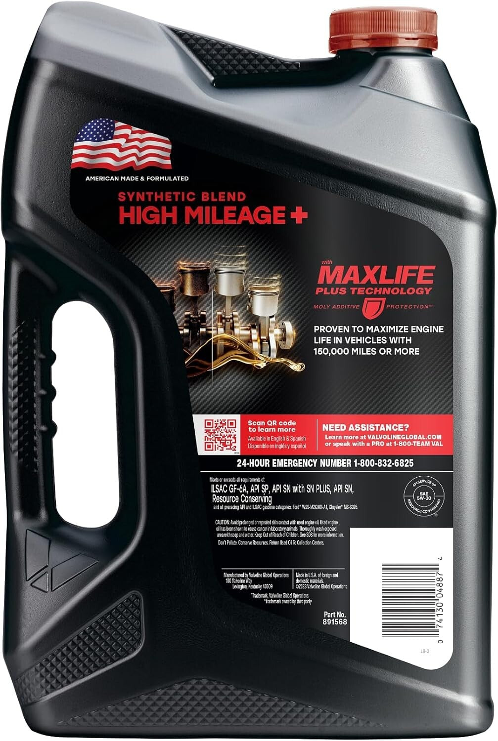 Anti-Wear 5W-30 Motor Oil with MaxLife Plus Protection for Aging Engines, 5 QT