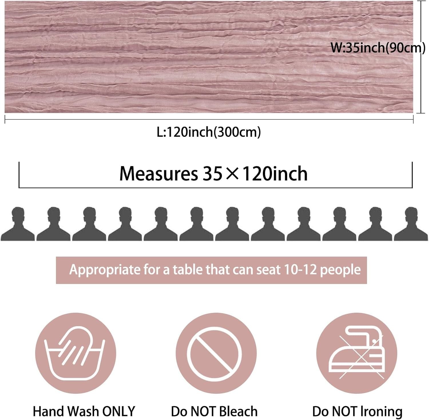 10Ft Dusty Pink Cheesecloth Table Runners - Perfect for Weddings & Celebrations