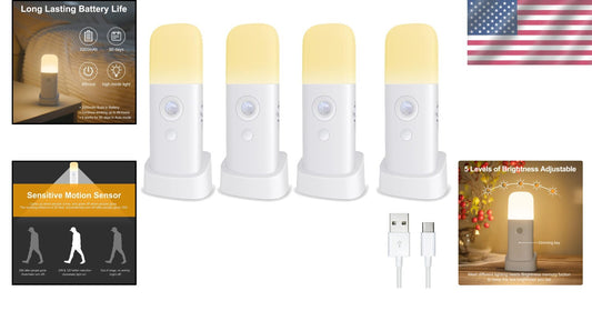 Art Deco Style Motion Sensor Night Lights - Adjustable Brightness & Indoor Use