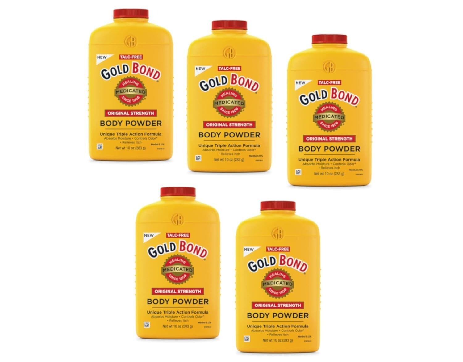 10 Ounce Talc-Free Body Powder - Cooling Relief for Sensitive Skin (Pack of 5)