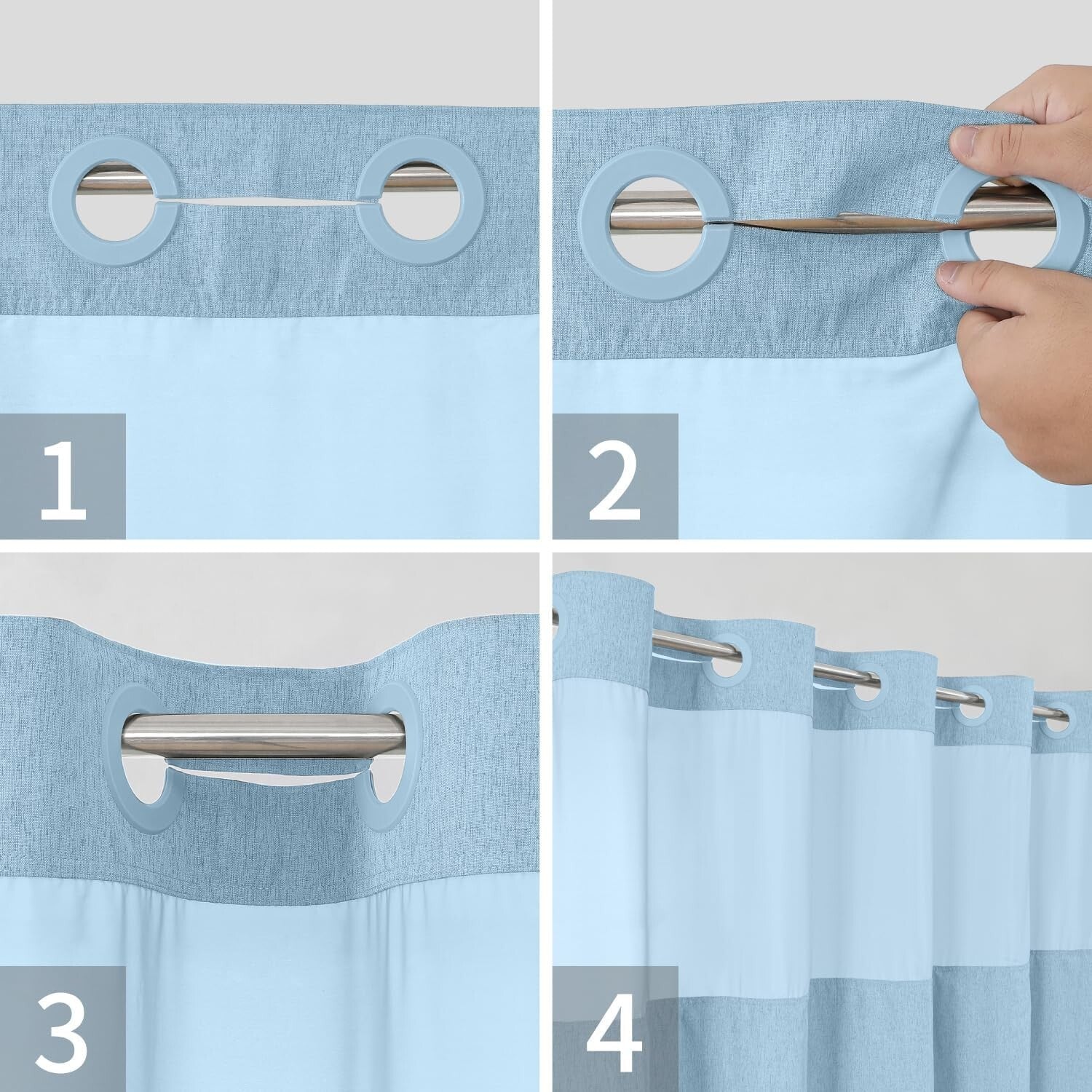 Elegant Fog Blue Shower Curtain with Detachable Liner - Spa Experience at Home