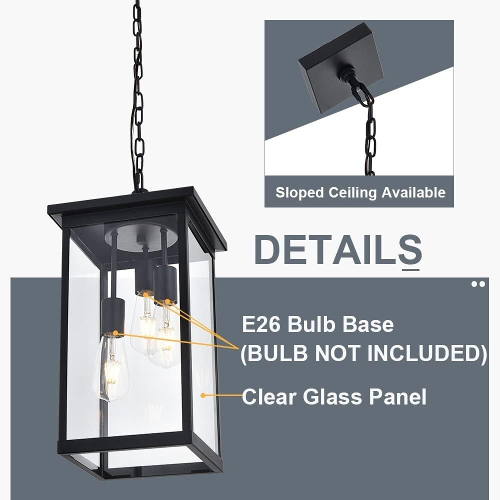 Elegant Adjustable 3-Light Outdoor Light with Clear Glass Shade – Black Finish