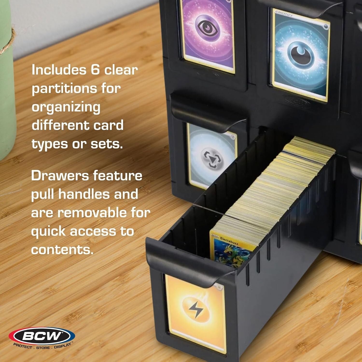 6-Drawer Stackable Trading Card Storage Box - Holds 700 Sports Cards/1150 Gam...