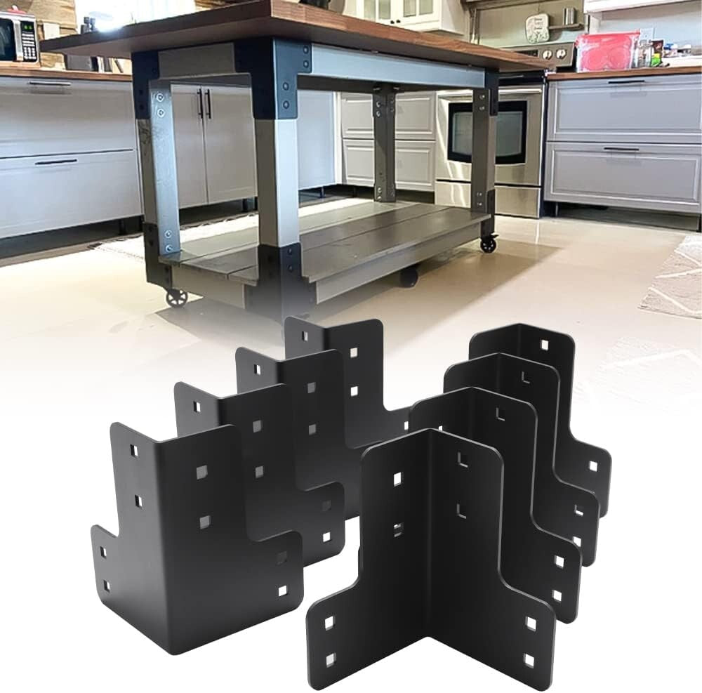 Black Coated 8pcs Heavy-Duty Brackets - Essential for Sturdy Workbench Setup