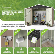 Load image into Gallery viewer, Stylish 8'x6' Metal Utility Shed with Sliding Doors for Organized Outdoors
