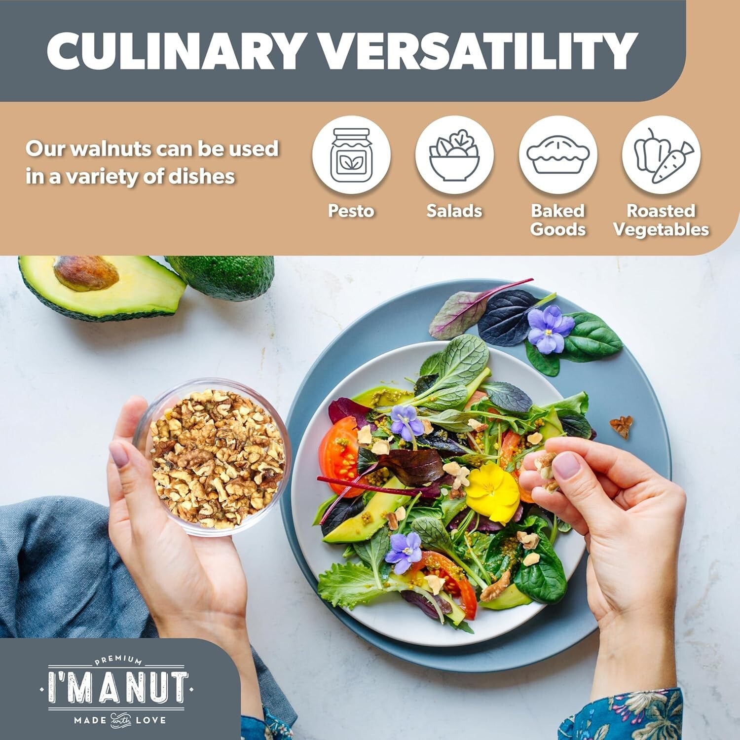 Natural Raw Chopped Walnuts 64oz - Bulk Quality, Gluten-Free, Resealable Pouch