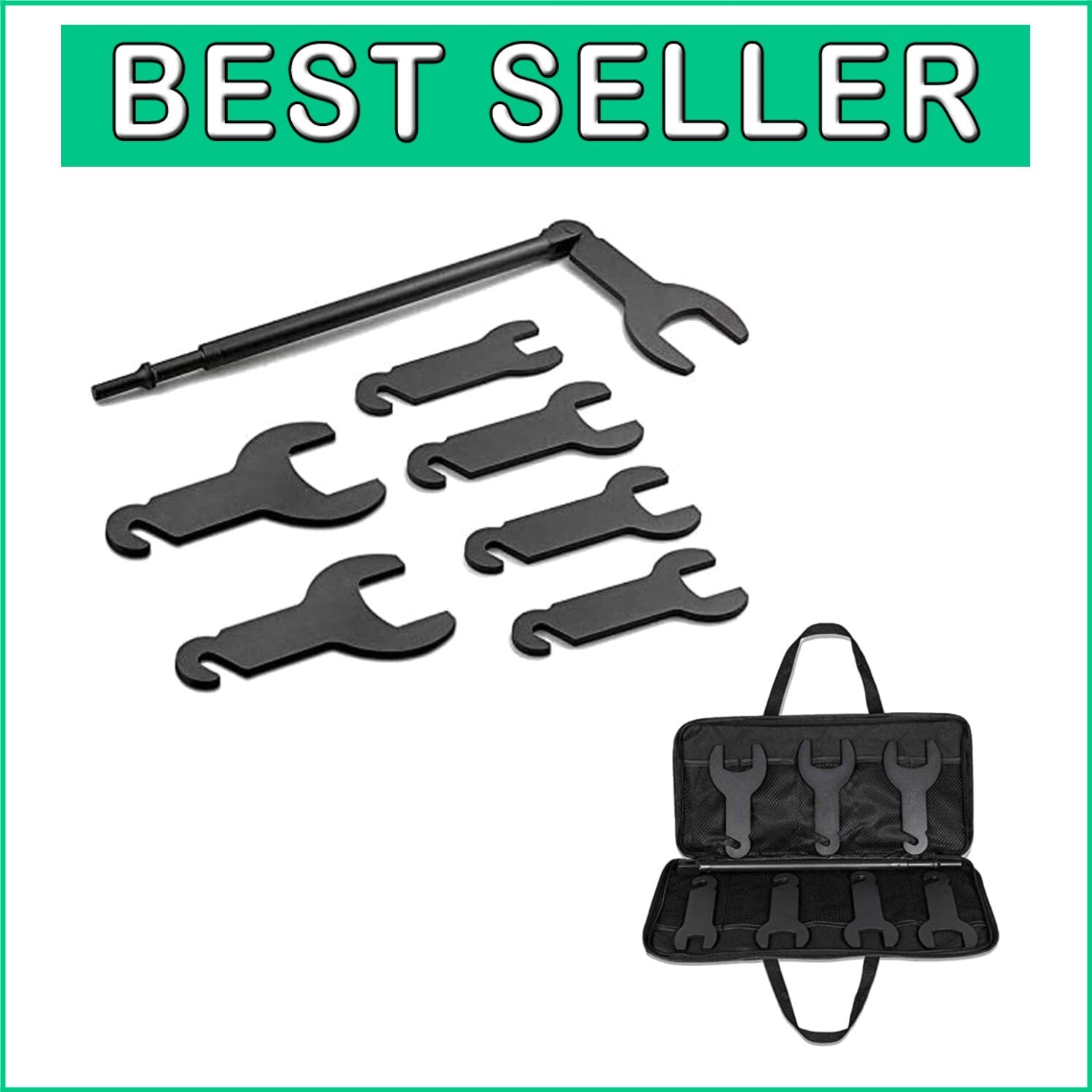 7-Piece Pneumatic Wrench Kit for Easy Fan Clutch Removal - Storage Bag Included