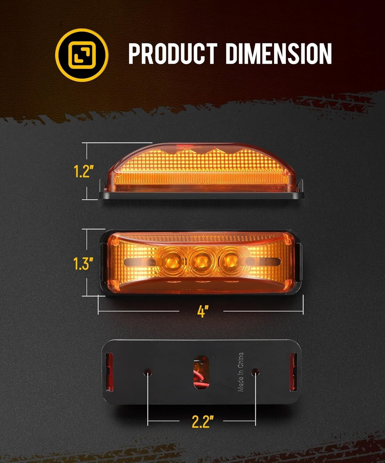 Universal Fit 10Pcs 3.9" LED Side Marker Lights - Waterproof & Durable Design