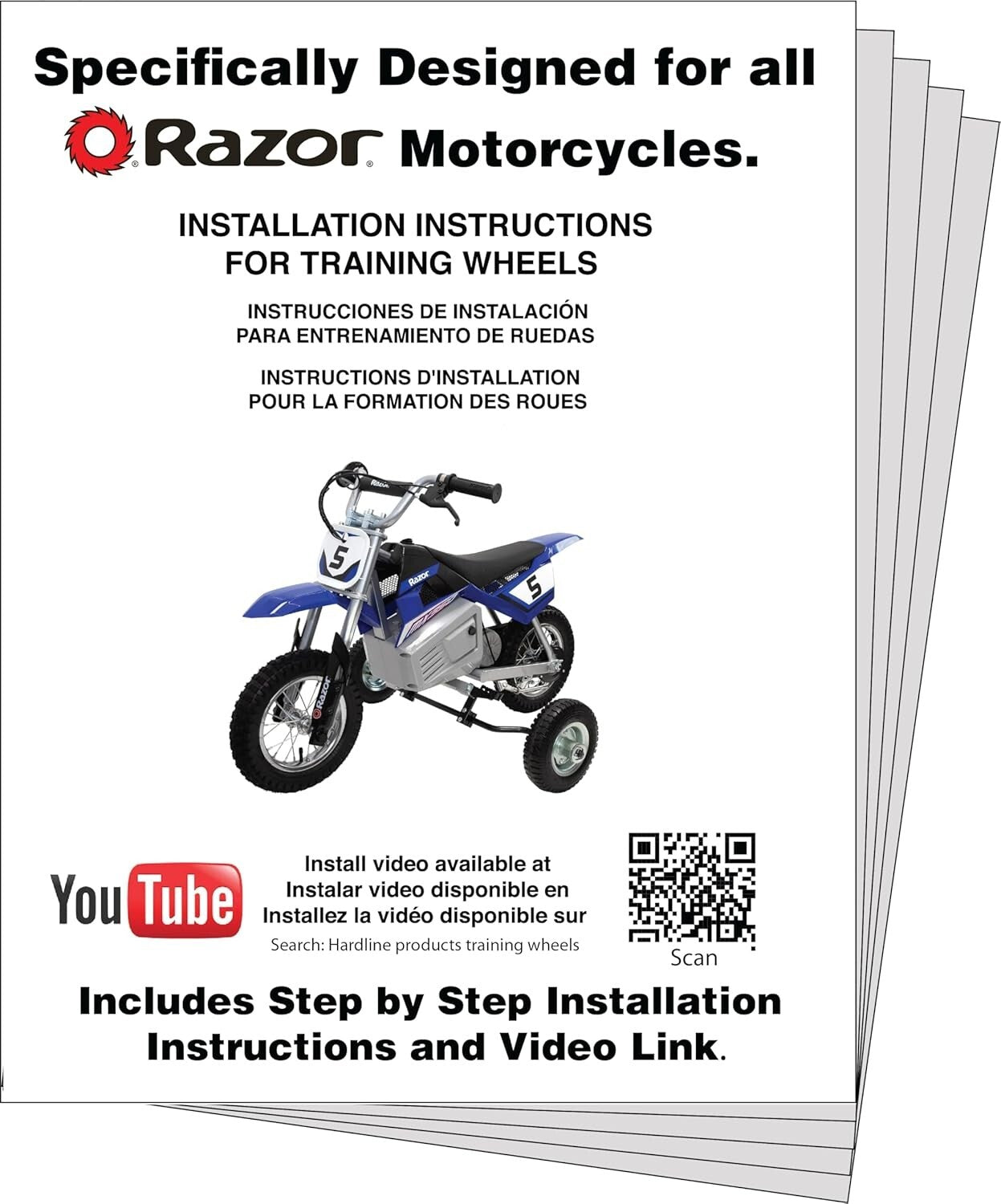 8.25-Inch Adjustable Training Wheels for Razor MX Models - Safe & Durable Design