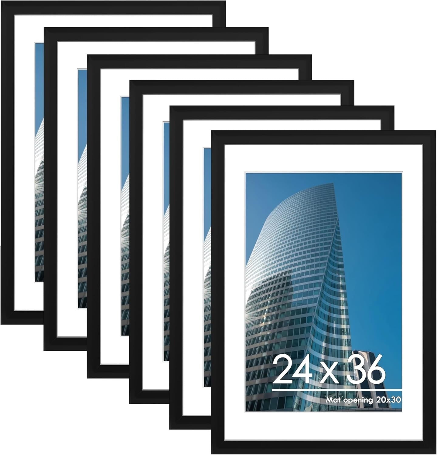 Quality 24x36 Poster Frame Set - 6 Black Frames with Easy Wall Mounting