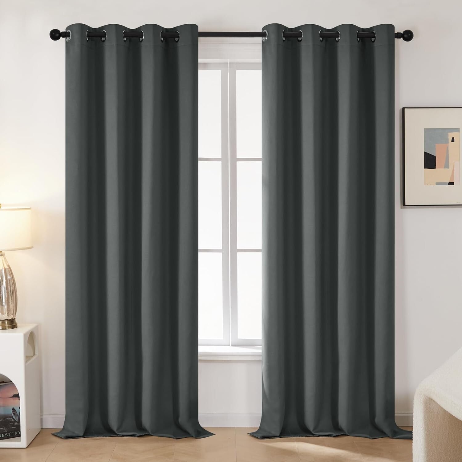 Elegant Blackout Grommet Curtains - Thermal Insulated & Noise-Reducing, Set of 2