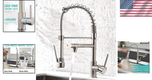 Load image into Gallery viewer, Modern Brushed Nickel Kitchen Sink Faucet with Pull-Down Sprayer &amp; Swivel Spout