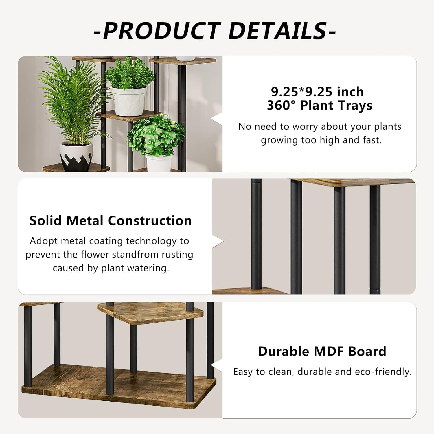 Durable 7-Tier Plant Rack with Anti-Slip Base for Secure Indoor Plant Display