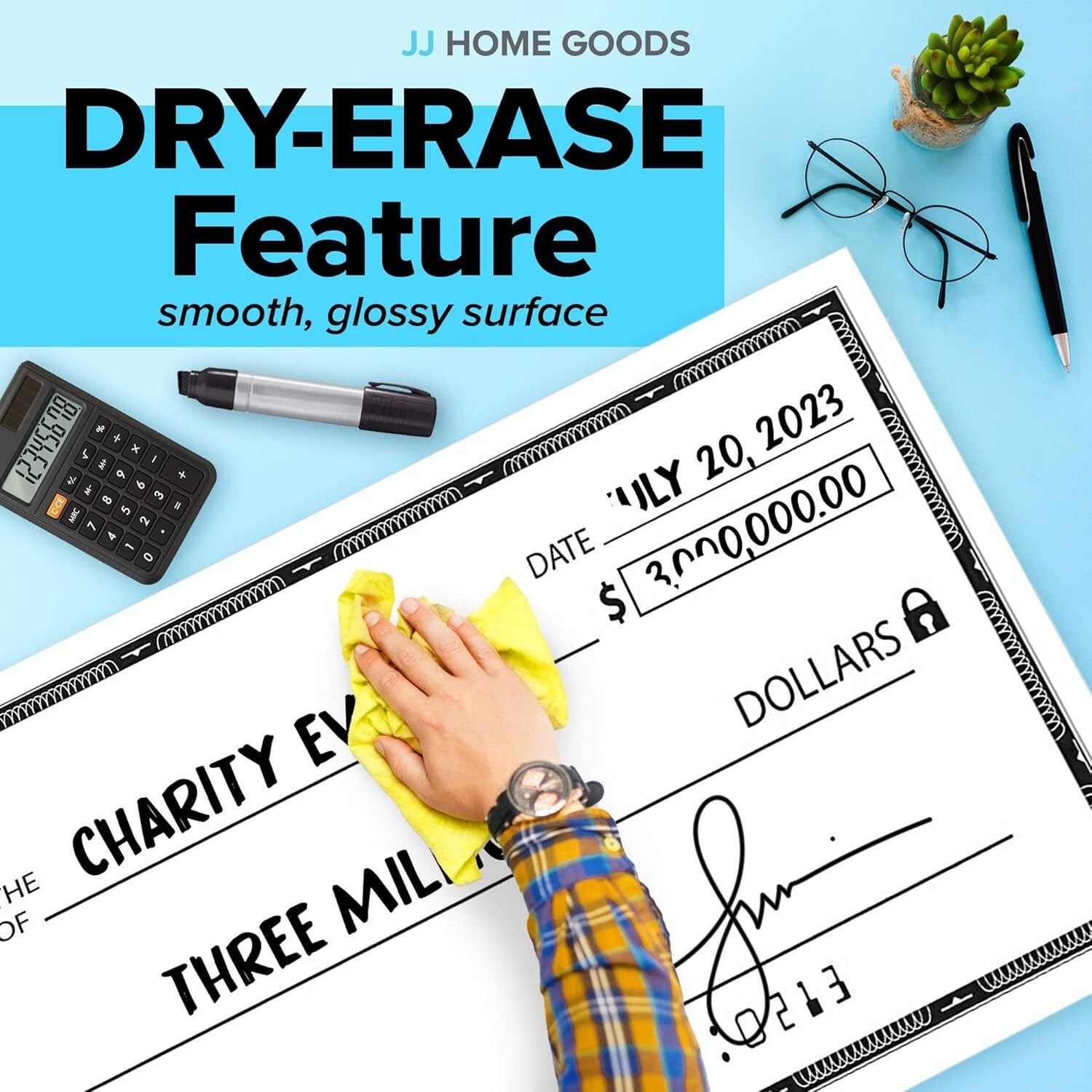 Reusable Dry Erase Big Check - Ideal for Charity, Contests & Presentations