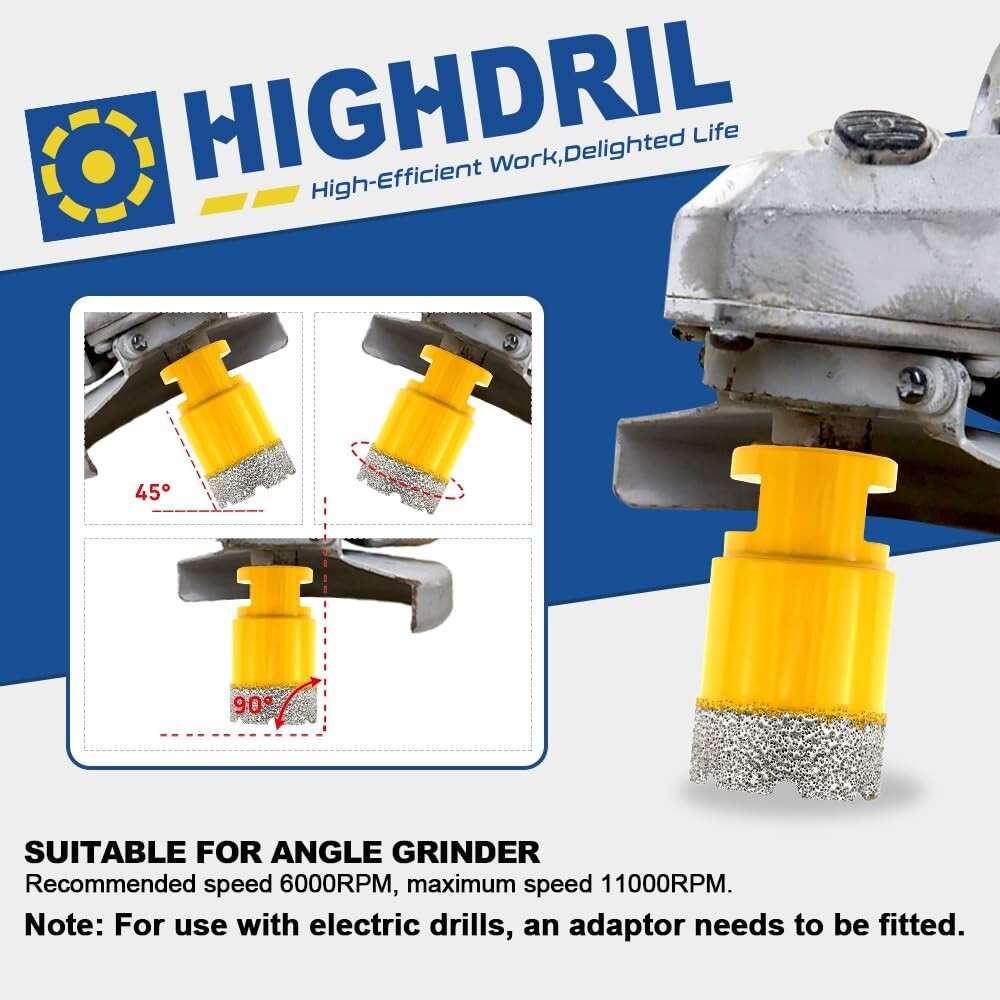 Vacuum Brazed Diamond Drill Bits Kit with Chamfer & Finger Bits - 8 Pieces